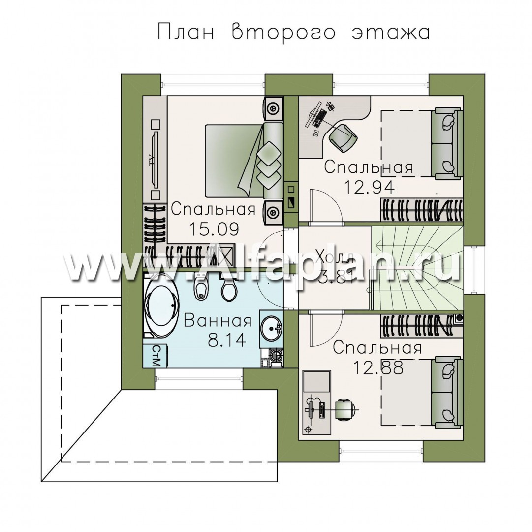 Проекты домов Альфаплан - Кирпичный дом «Собственный рай» - план проекта №2
