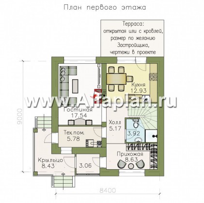 Проекты домов Альфаплан - Кирпичный дом «Собственный рай» - превью плана проекта №1