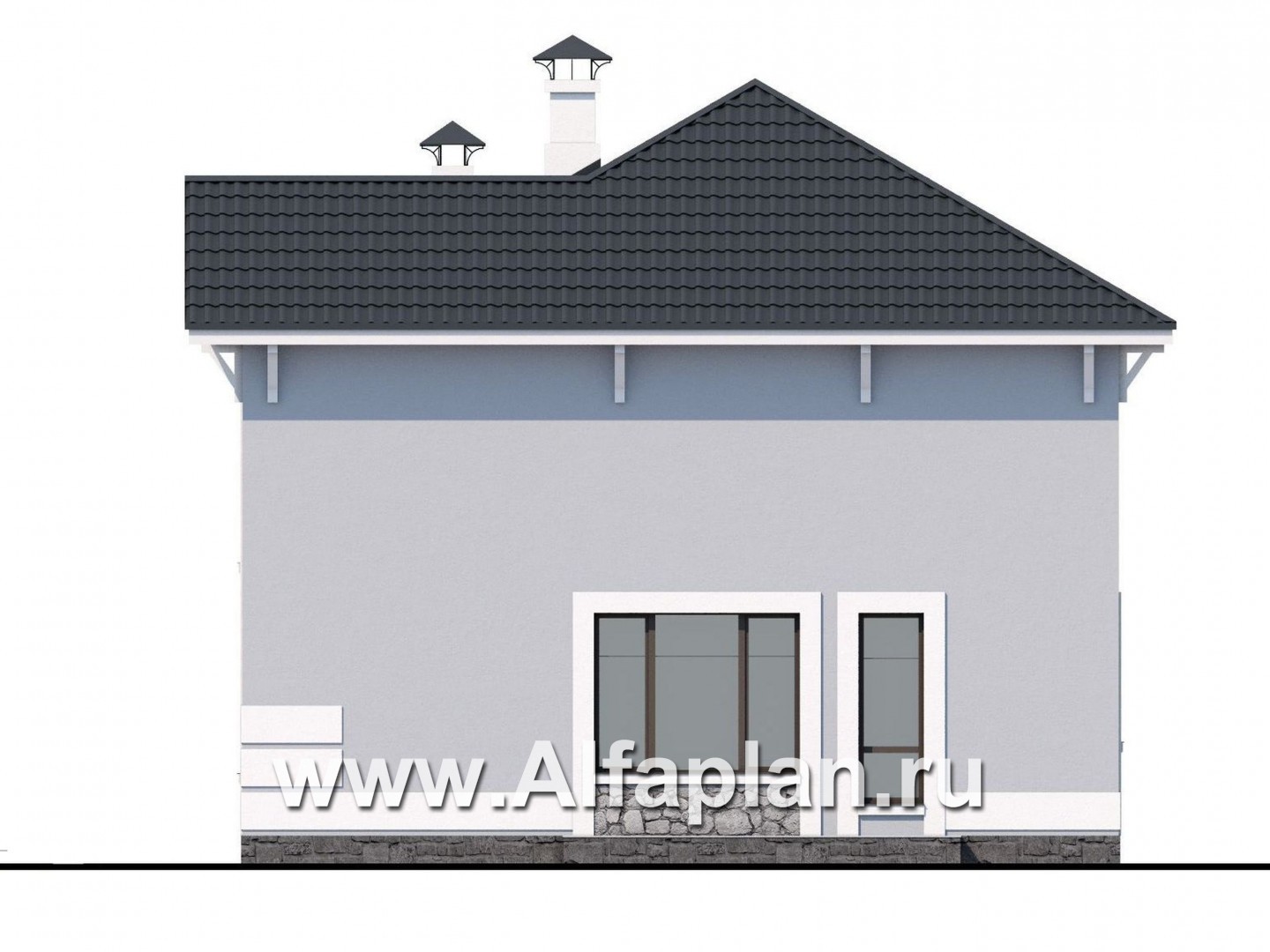 Проекты домов Альфаплан - «Линия жизни»  - проект двухэтажного дома, с гостевой на 1 эт, в стиле эклектика - изображение фасада №4
