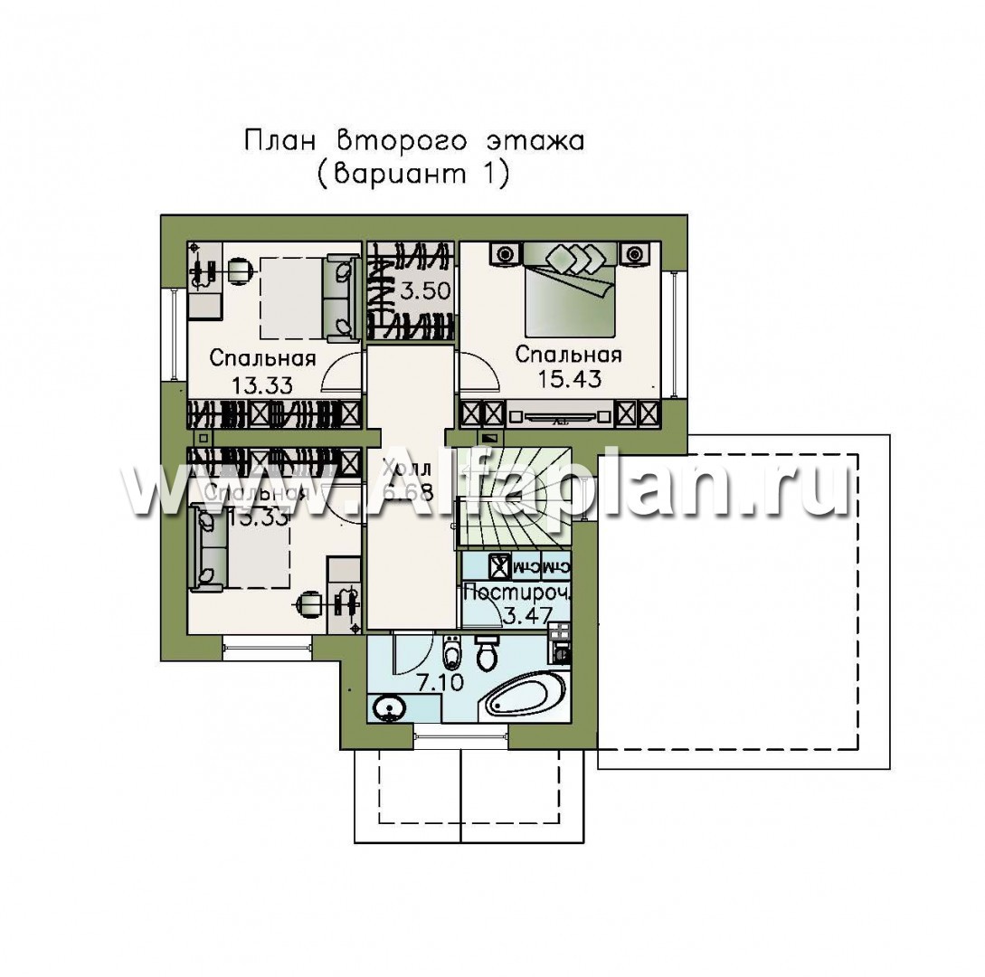 Проекты домов Альфаплан - «Линия жизни» - удобный дом для небольшой семьи - план проекта №2