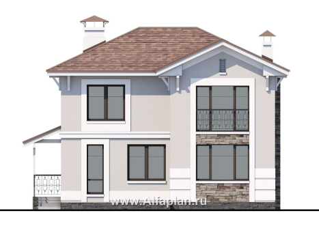 Проекты домов Альфаплан - «Княжна Мери» - удобный дом с вариантами планировки - превью фасада №4