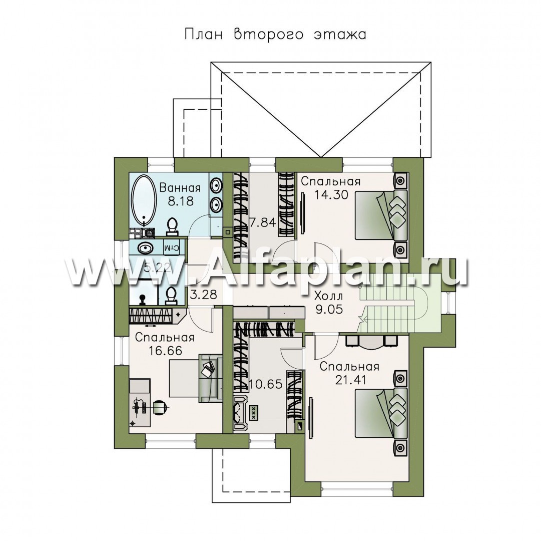Проекты домов Альфаплан - «Традиция» - классический комфортабельный коттедж - изображение плана проекта №2