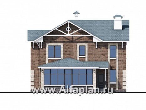 Проекты домов Альфаплан - «Традиция» - классический комфортабельный коттедж - превью фасада №4