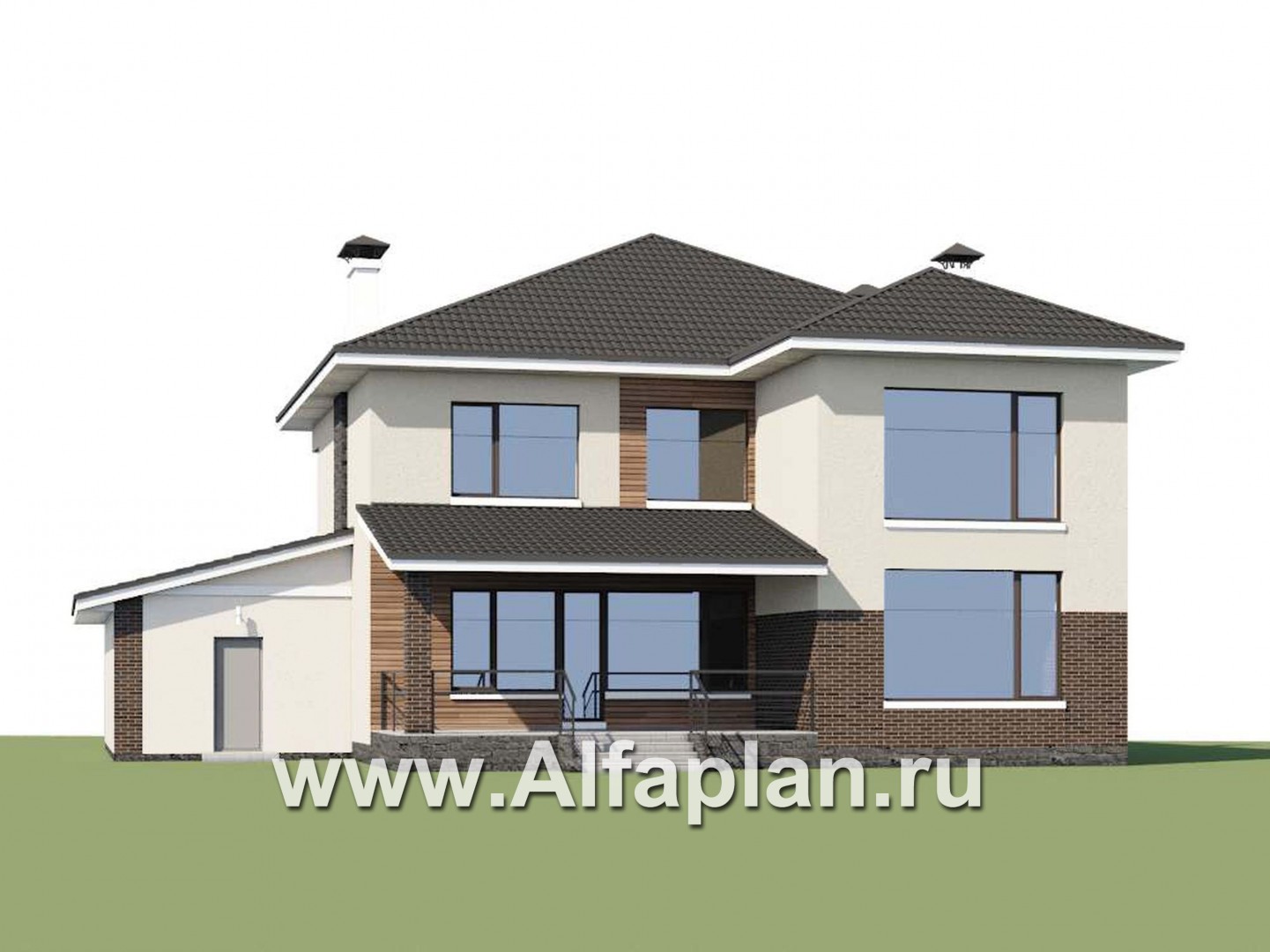 Проекты домов Альфаплан - «Родос» - проект современного двухэтажного дома с гаражом на две машины - дополнительное изображение №1