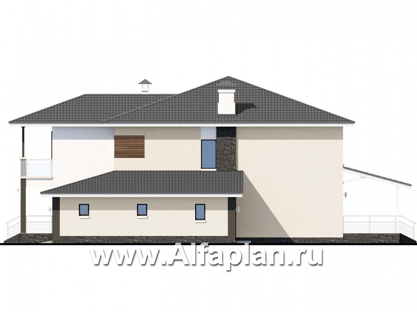 Проекты домов Альфаплан - Двухэтажный коттедж с гаражом и террасой - изображение фасада №2