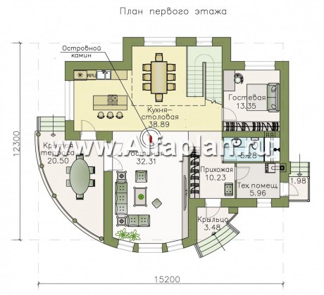 Проекты домов Альфаплан - «Меркурий» - стильный коттедж с большой террасой и балконом - превью плана проекта №1