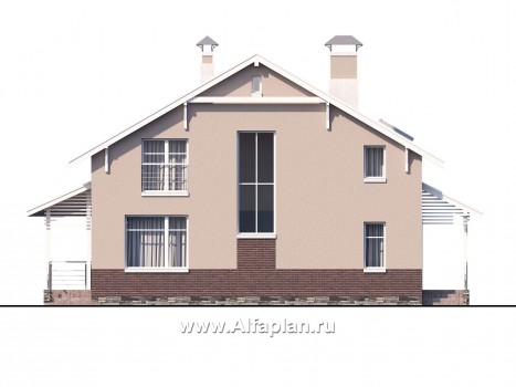 Проекты домов Альфаплан - «Регата» - комфортный план дома, двускатная крыша - превью фасада №4