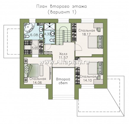 Проекты домов Альфаплан - «Регата» - комфортный план дома, двускатная крыша - превью плана проекта №2
