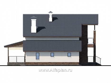 Проекты домов Альфаплан - «Галс» - двухэтажный коттедж со вторым светом и гаражом - превью фасада №3