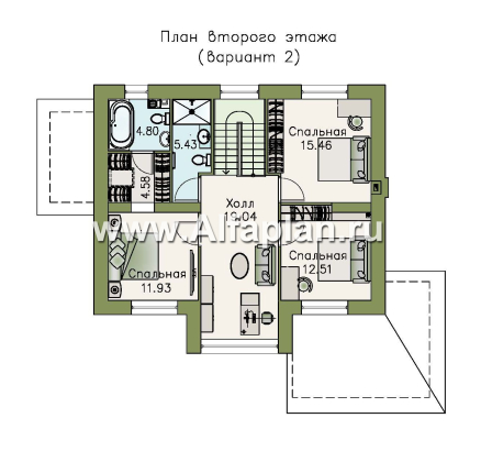 «Регата» - проект дома с мансардой, столовая со вторым светом, с террасой, мастер спальня - превью план дома