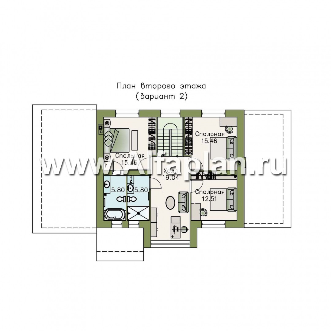 Проекты домов Альфаплан - «Регата» - комфортный дом с террасой и гаражом - изображение плана проекта №3