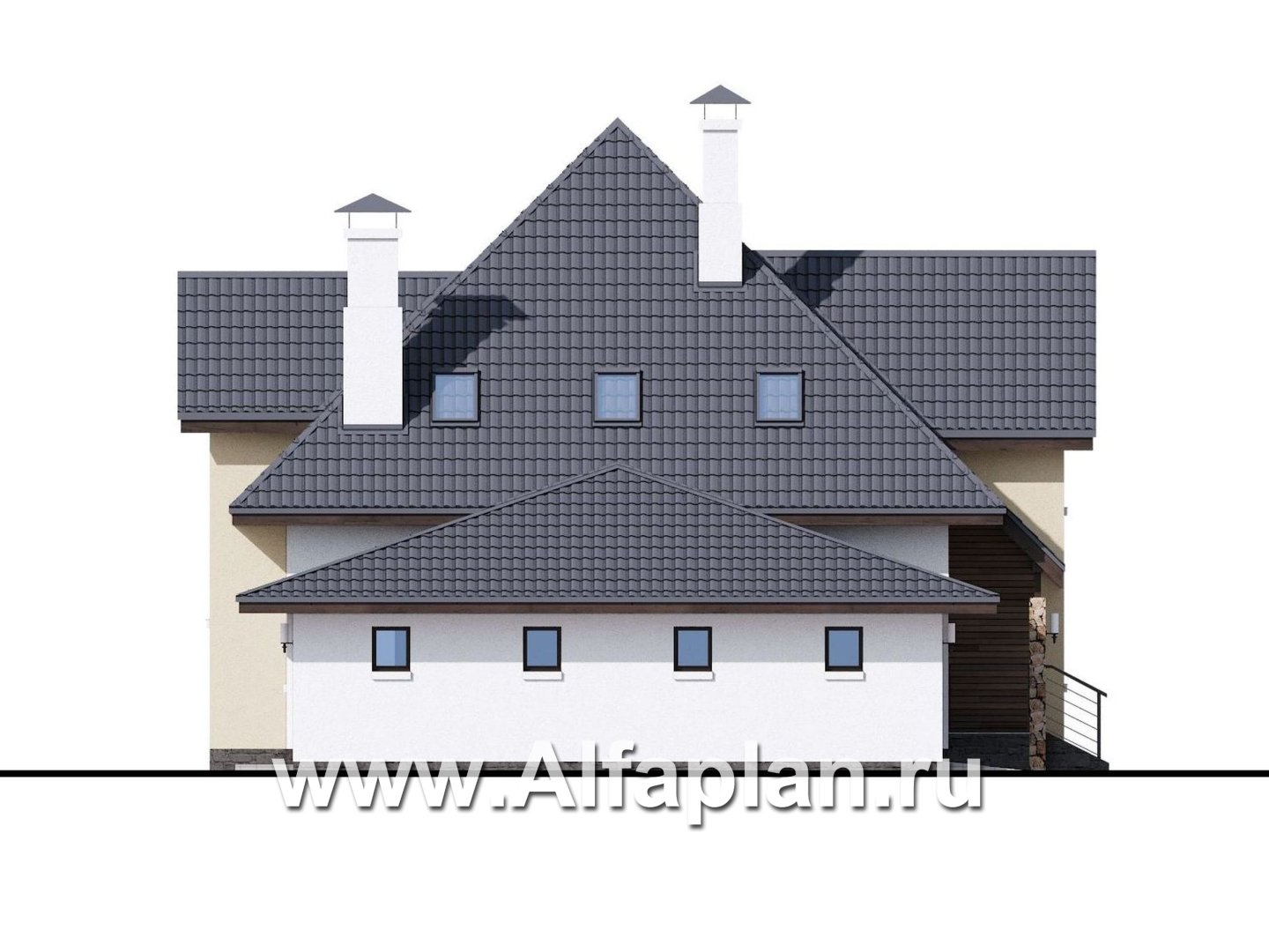 Проекты домов Альфаплан - «Альтаир» - современный мансардный дом с гаражом - изображение фасада №3