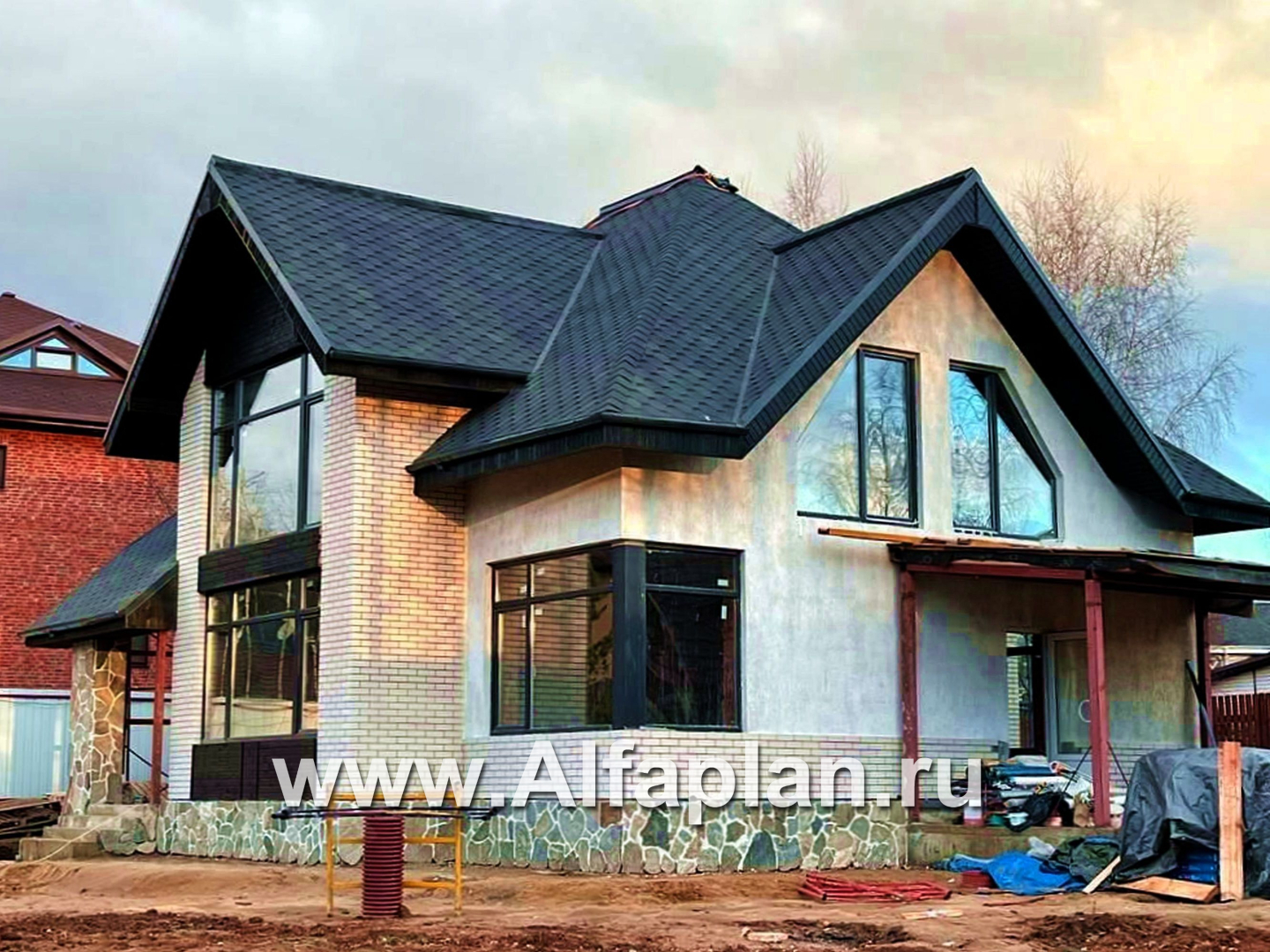 Проекты домов Альфаплан - «Альтаир» - современный мансардный дом с гаражом - дополнительное изображение №2
