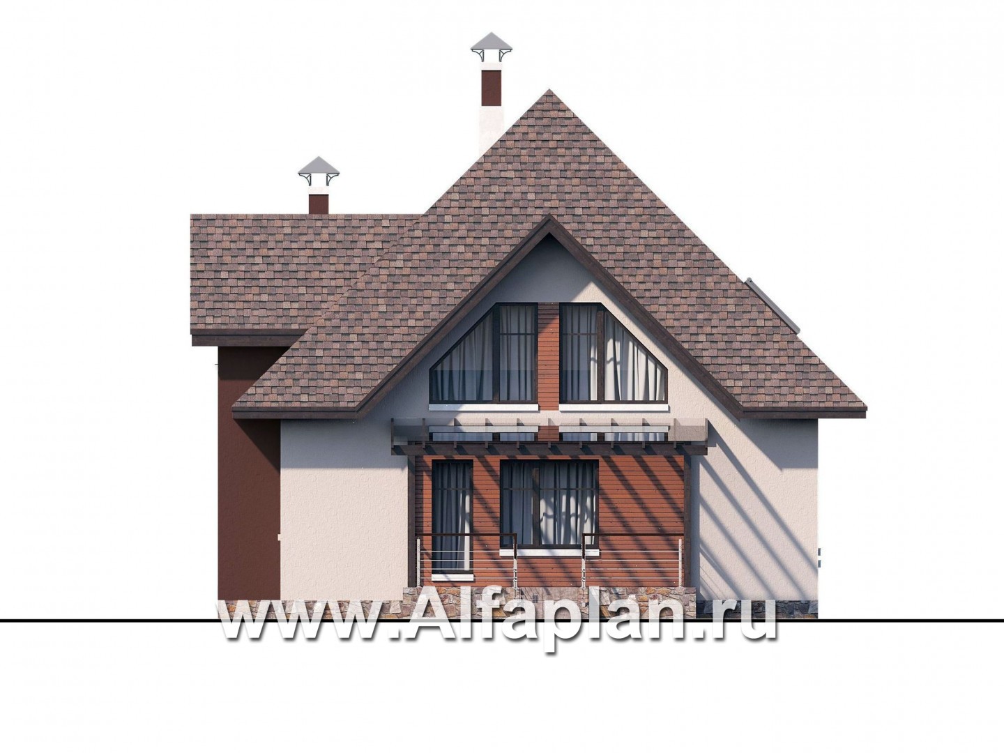 Проекты домов Альфаплан - «Орион» - современный мансардный дом - изображение фасада №4