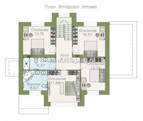 Проекты домов Альфаплан - «Клипер» - комфортный план дома, двускатная крыша - превью плана проекта №2