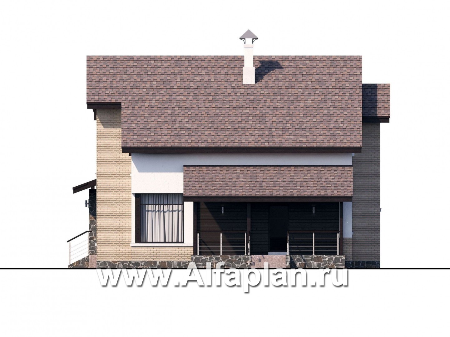 Проекты домов Альфаплан - «Клипер» - комфортный палн дома, двускатная крыша - изображение фасада №2