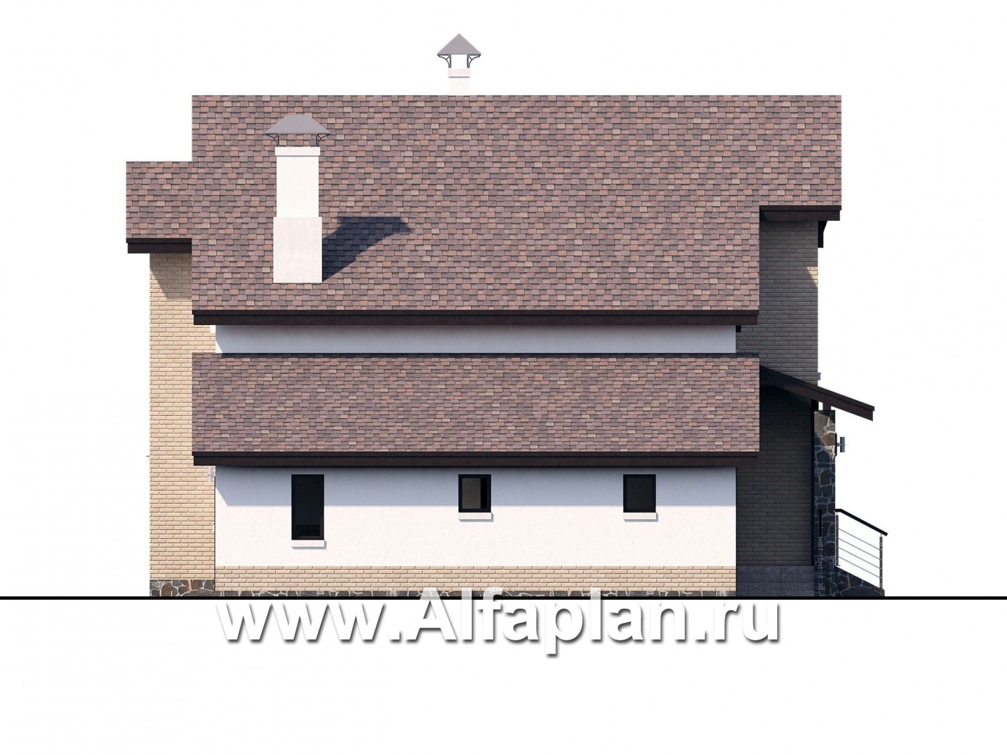 Проекты домов Альфаплан - «Клипер» - комфортный план дома, двускатная крыша - изображение фасада №3