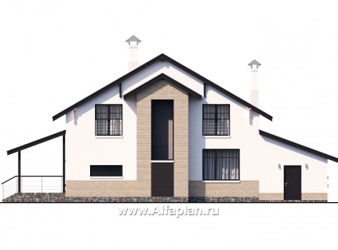 Проекты домов Альфаплан - «Клипер» - комфортный план дома, двускатная крыша - превью фасада №4