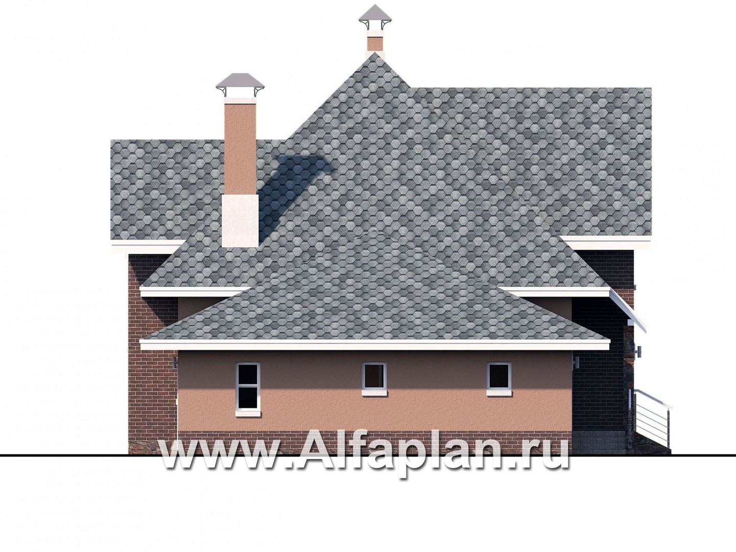 Проекты домов Альфаплан - «Домик в Коломне» - уютный дом с мансардой и гаражом - изображение фасада №3