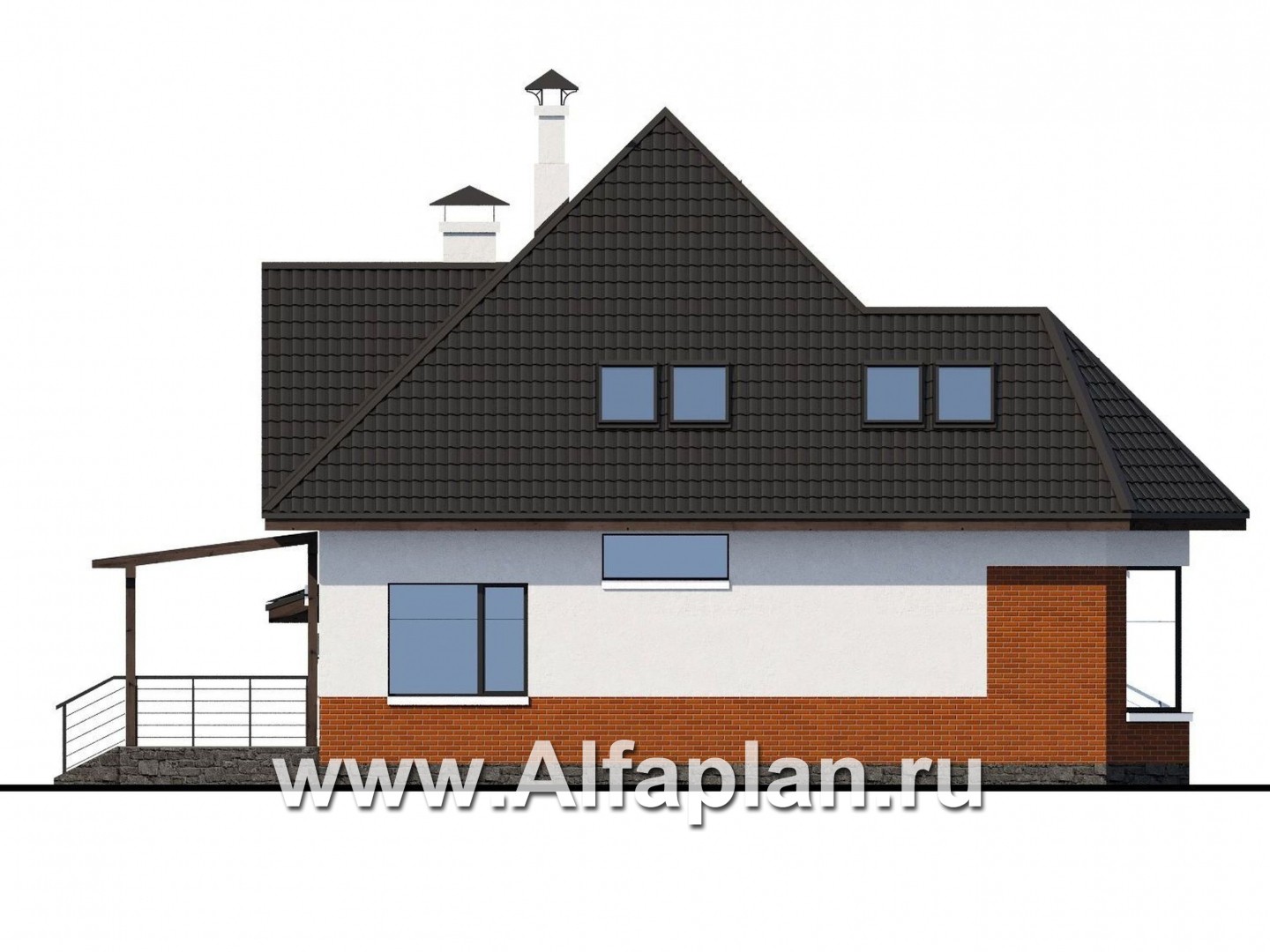 Проекты домов Альфаплан - «Капелла» - современный мансардный дом - изображение фасада №3