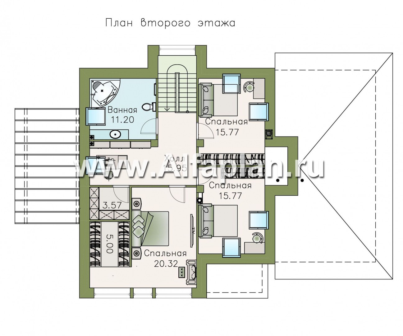 Проекты домов Альфаплан - «Плеяды» - современный мансардный дом - изображение плана проекта №2