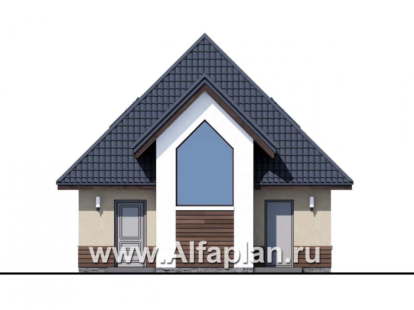 Проекты домов Альфаплан - Гараж со студией в мансарде - изображение фасада №4