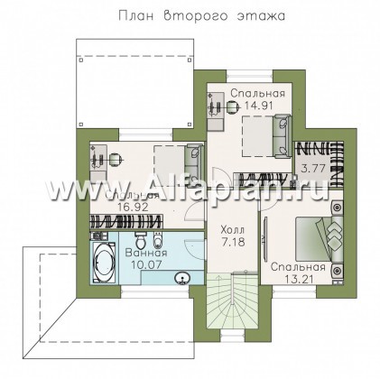 «Территория комфорта» - проект  дома с мансардой, с сауной и с террасой, в стиле шале - превью план дома