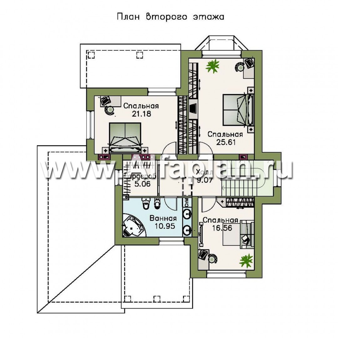 Проекты домов Альфаплан - «Белоостров» - коттедж с удобной планировкой и теплым гаражом - изображение плана проекта №2