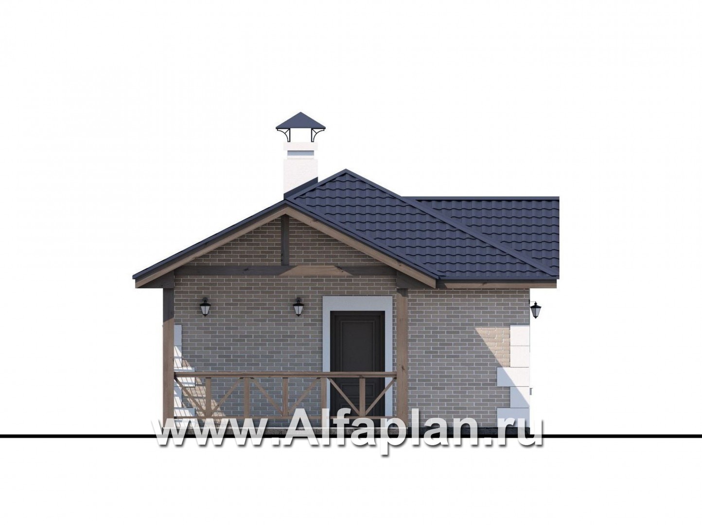 Проекты домов Альфаплан - Комфортабельная баня  с верандой - изображение фасада №3