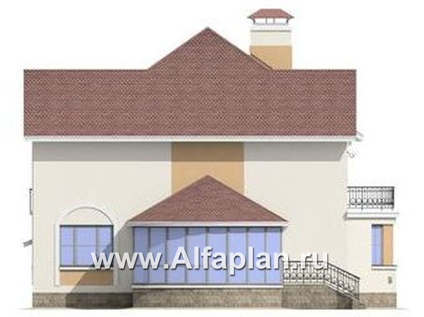 Проекты домов Альфаплан - «Амбиент»- респектабельный проект коттеджа с верандой - изображение фасада №4