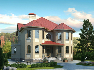 Превью проекта ««Амбиент»- проект двухэтажного дома с эркером и с террасой, открытая планировка, в стиле замка»