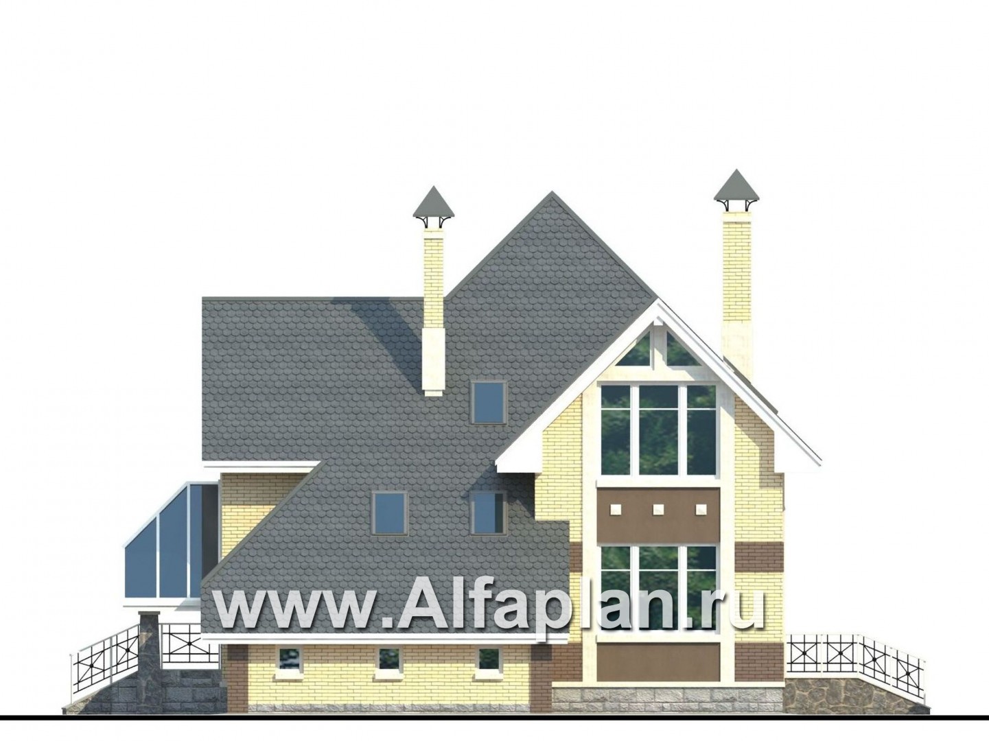 Проекты домов Альфаплан - «Светлая жизнь» - дом с окнами в небо - изображение фасада №2