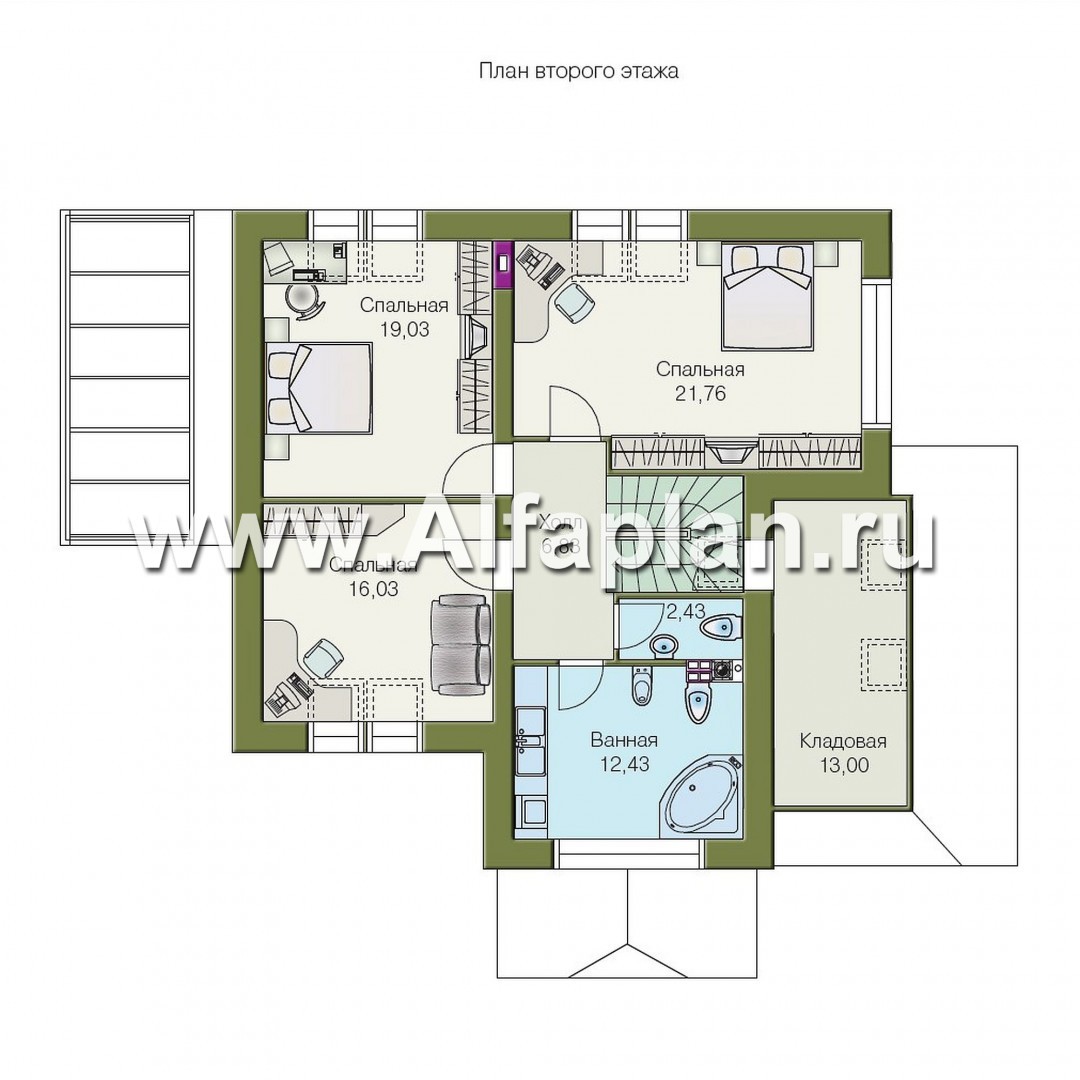 Проекты домов Альфаплан - «Светлая жизнь» - дом с окнами в небо - план проекта №2