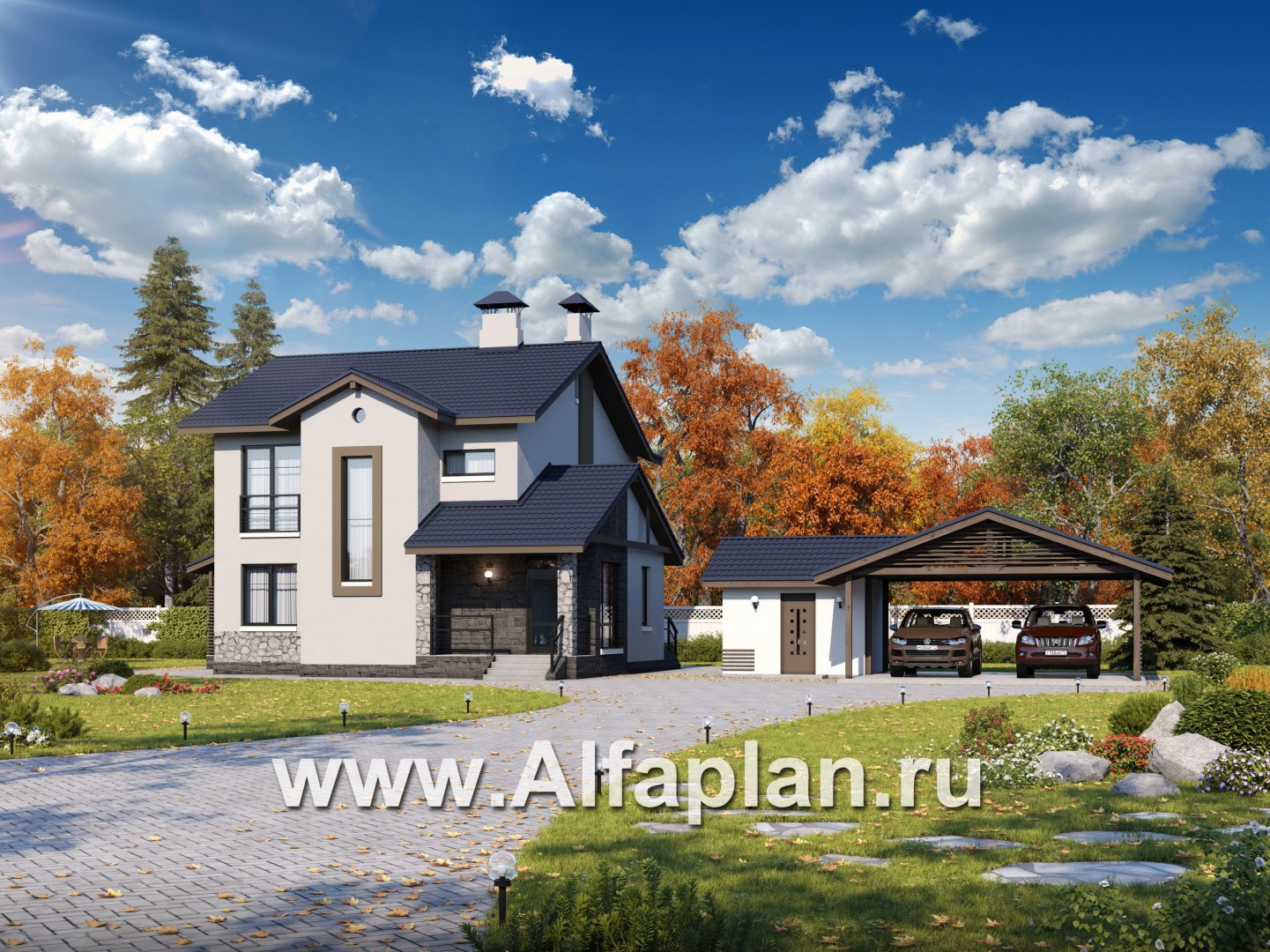 Проекты домов Альфаплан - «Скандинавия»_ДУО - основное изображение