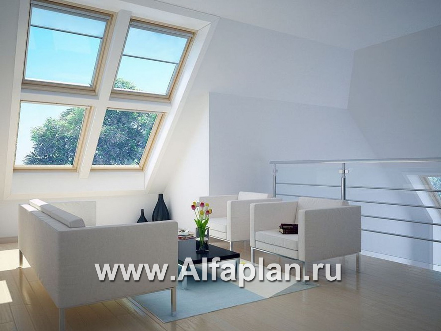 Проекты домов Альфаплан - «Зонненхаус» - коттедж  с солнечной гостиной - дополнительное изображение №3