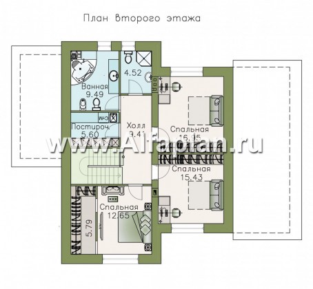 Проекты домов Альфаплан - «Счастье рядом» - современный дом с комфортной планировкой - превью плана проекта №2
