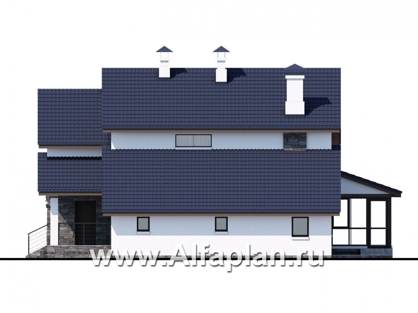 Проекты домов Альфаплан - «Четвертое измерение» - стильный современный дом с комфортабельной планировкой - изображение фасада №2
