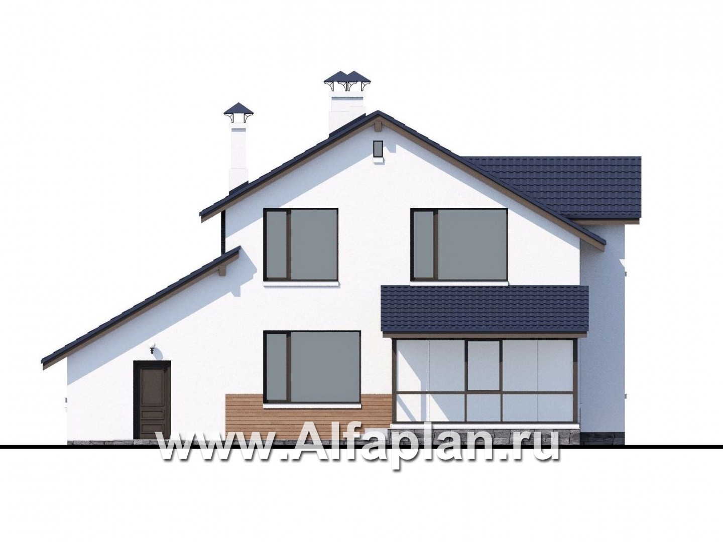 Проекты домов Альфаплан - «Четвертое измерение» - стильный современный дом с комфортабельной планировкой - изображение фасада №4