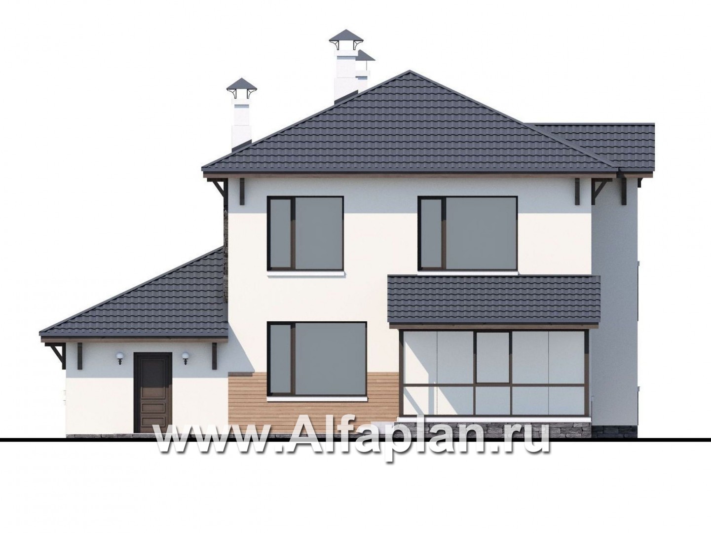 Проекты домов Альфаплан - «Четвертое измерение» - современный комфортный двухэтажный дом - изображение фасада №4