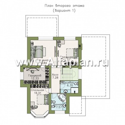 Проекты домов Альфаплан - «Четвертое измерение» - современный комфортный двухэтажный дом - превью плана проекта №2