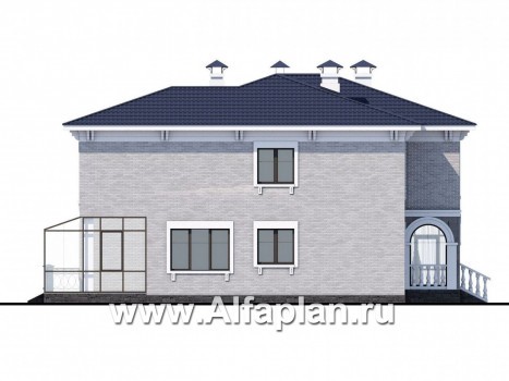 Проекты домов Альфаплан - «Меньшиков» - респектабельный классический двухэтажный особняк - превью фасада №3
