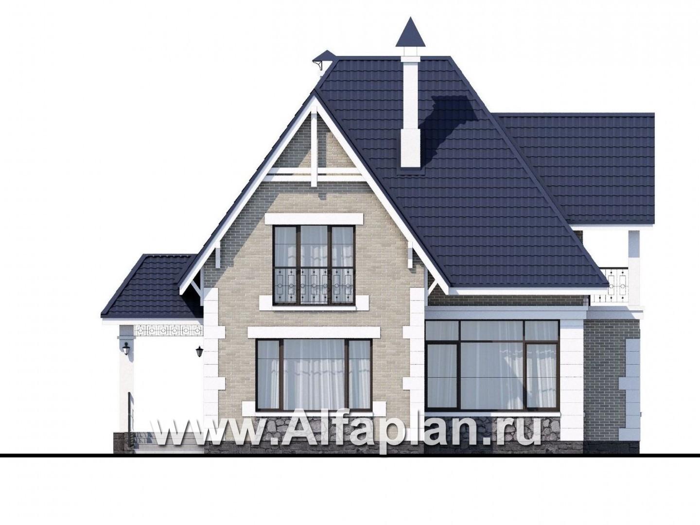 Проекты домов Альфаплан - «Золушка» - удобный и комфортный мансардный дом - изображение фасада №1