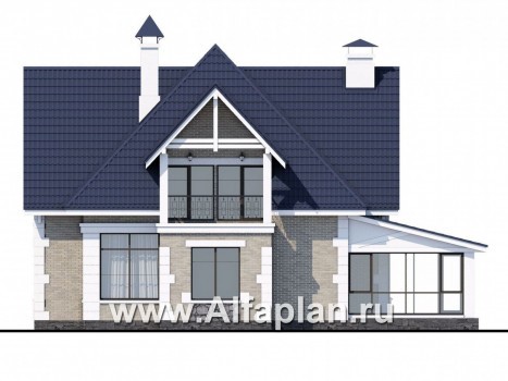 Проекты домов Альфаплан - «Золушка» - удобный и комфортный мансардный дом - превью фасада №2