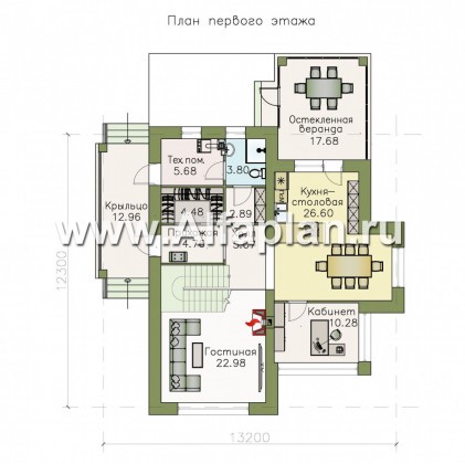 Проекты домов Альфаплан - «Золушка» - удобный и комфортный мансардный дом - превью плана проекта №1