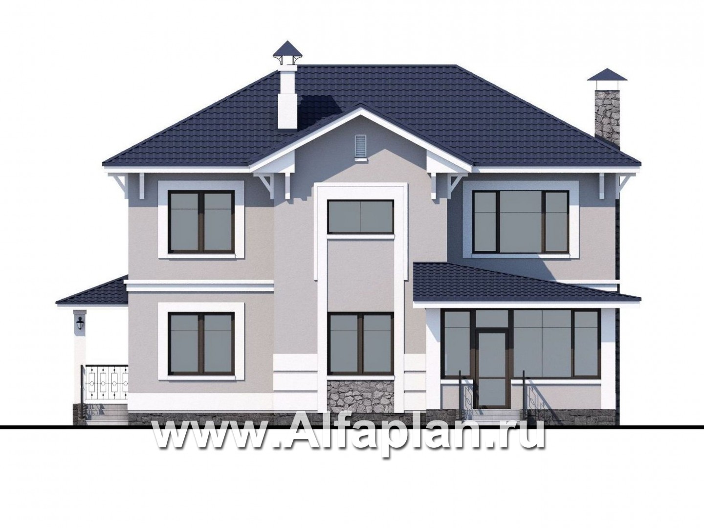Проекты домов Альфаплан - «Семь ветров» - двухэтажный коттедж с комфортной планировкой - изображение фасада №4