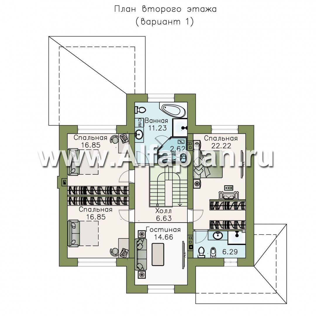 Проекты домов Альфаплан - «Семь ветров» - двухэтажный коттедж с комфортной планировкой - изображение плана проекта №2