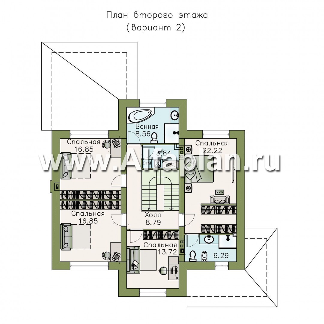 Проекты домов Альфаплан - «Семь ветров» - двухэтажный коттедж с комфортной планировкой - план проекта №3