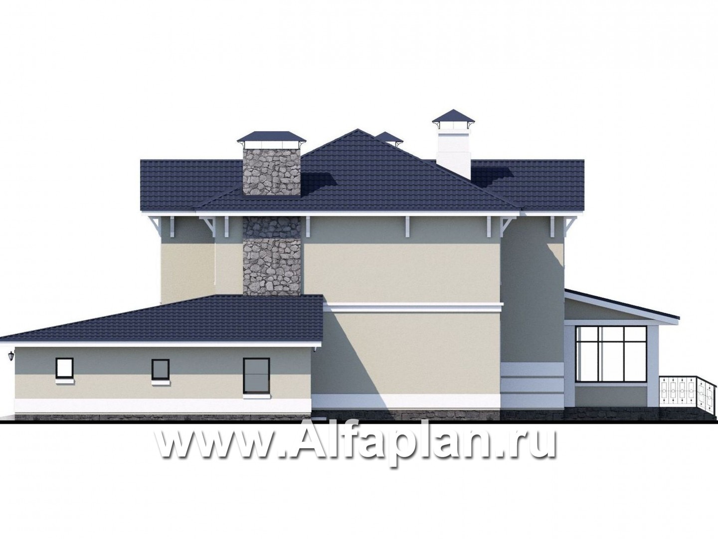 Проекты домов Альфаплан - «Семь ветров» - двухэтажный  комфортабельный коттедж с большим гаражом. - изображение фасада №2