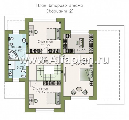 Проекты домов Альфаплан - «Патриций» - комфортабельный коттедж с большой верандой и террасой - превью плана проекта №2