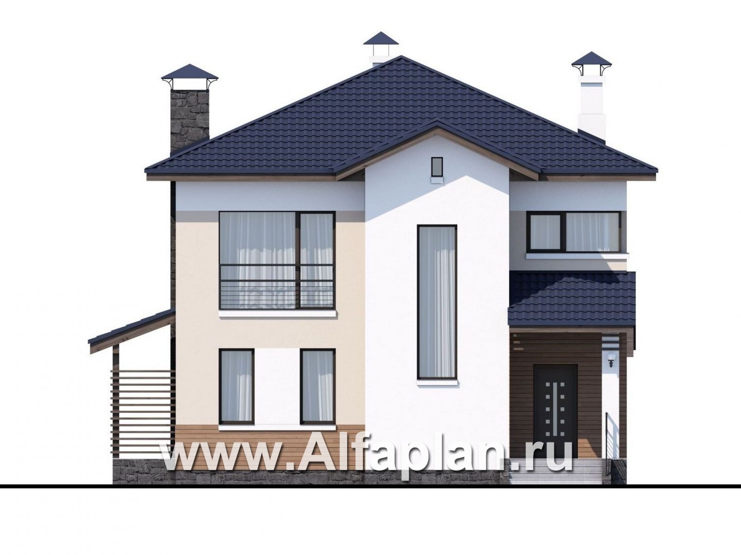 Проекты домов Альфаплан - «Преимущество» - современный удобный дом - изображение фасада №1